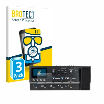 Face avant d’un emballage produit avec le logo de la marque BROTECT. À côté, l’appareil Boss GX-100 est représenté avec la pro