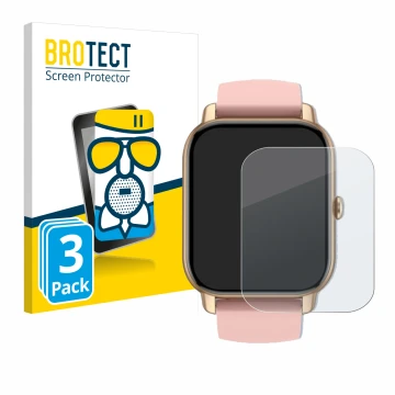 Face avant d’un emballage produit avec le logo de la marque BROTECT. À côté, l’appareil Sross Smartwatch 1.83