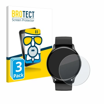 Face avant d’un emballage produit avec le logo de la marque BROTECT. À côté, l’appareil Sross Smartwatch 1.43