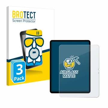 Face avant d’un emballage produit avec le logo de la marque BROTECT. À côté, l’appareil Apple iPad Air 13