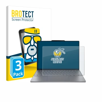 Face avant d’un emballage produit avec le logo de la marque BROTECT. À côté, l’appareil Lenovo ThinkBook 13x Gen 4 est représe