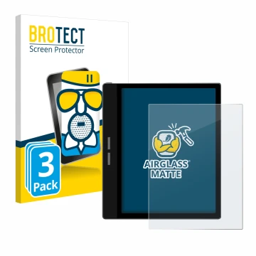 Face avant d’un emballage produit avec le logo de la marque BROTECT. À côté, l’appareil Bigme B751C est représenté avec la pro