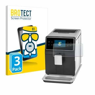 Face avant d’un emballage produit avec le logo de la marque BROTECT. À côté, l’appareil WMF Perfection 840L est représenté ave