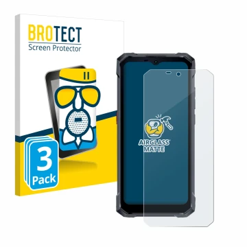 Face avant d’un emballage produit avec le logo de la marque BROTECT. À côté, l’appareil Hotwav W11 est représenté avec la prot