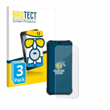 Face avant d’un emballage produit avec le logo de la marque BROTECT. À côté, l’appareil Oukitel WP36 est représenté avec la pr