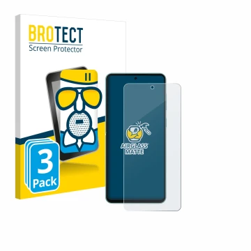 Face avant d’un emballage produit avec le logo de la marque BROTECT. À côté, l’appareil Samsung Galaxy M55 est représenté avec