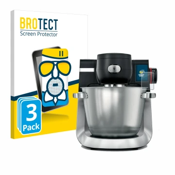 Face avant d’un emballage produit avec le logo de la marque BROTECT. À côté, l’appareil Bosch MUM Serie 6 est représenté avec 