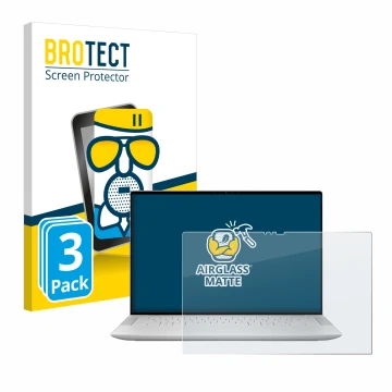 Face avant d’un emballage produit avec le logo de la marque BROTECT. À côté, l’appareil Dell XPS 14 9440 Touch est représenté 