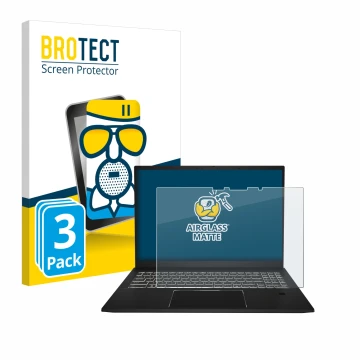 Face avant d’un emballage produit avec le logo de la marque BROTECT. À côté, l’appareil MSI Summit E16 AI Studio est représent