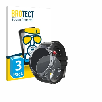 Face avant d’un emballage produit avec le logo de la marque BROTECT. À côté, l’appareil Darmowade Smartwatch 1.32