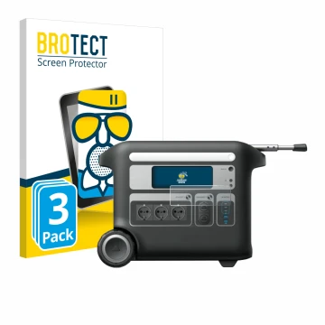 Face avant d’un emballage produit avec le logo de la marque BROTECT. À côté, l’appareil Anker SOLIX F2000 est représenté avec 
