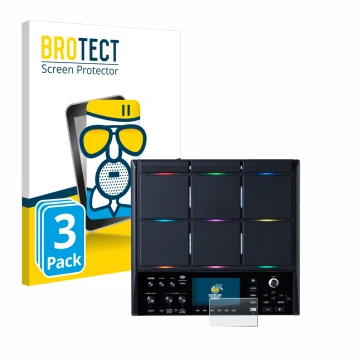 Face avant d’un emballage produit avec le logo de la marque BROTECT. À côté, l’appareil Roland SPD-SX PRO est représenté avec 