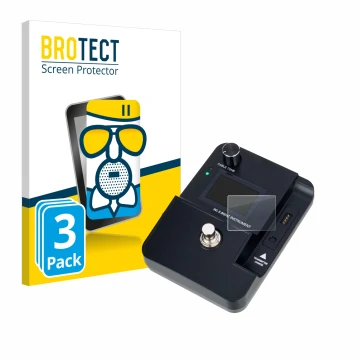 Face avant d’un emballage produit avec le logo de la marque BROTECT. À côté, l’appareil Harley Benton AirBorne Pro 5.8Ghz est 