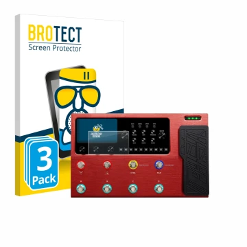 Face avant d’un emballage produit avec le logo de la marque BROTECT. À côté, l’appareil Valeton GP-200R est représenté avec la