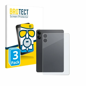 Face avant d’un emballage produit avec le logo de la marque BROTECT. À côté, l’appareil Xiaomi Redmi Pad Pro (Arrière) est rep
