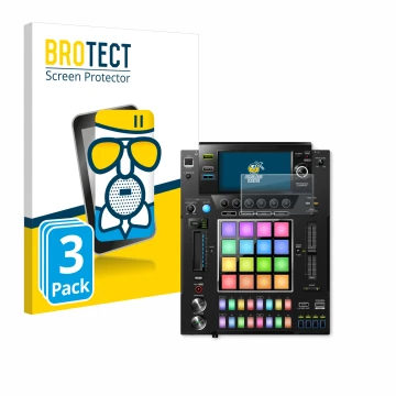 Face avant d’un emballage produit avec le logo de la marque BROTECT. À côté, l’appareil Pioneer DJS -1000 est représenté avec 