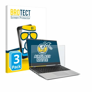 Face avant d’un emballage produit avec le logo de la marque BROTECT. À côté, l’appareil Framework Laptop 16 est représenté ave