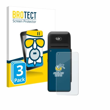 Face avant d’un emballage produit avec le logo de la marque BROTECT. À côté, l’appareil Verifone T650c est représenté avec la 