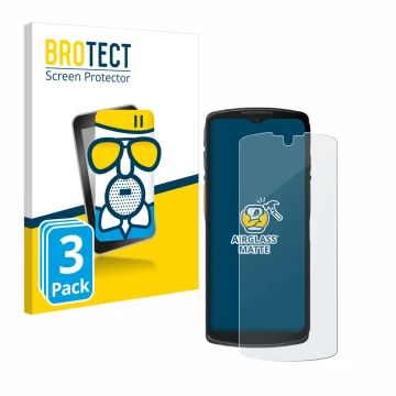 Face avant d’un emballage produit avec le logo de la marque BROTECT. À côté, l’appareil Urovo DT66 est représenté avec la prot