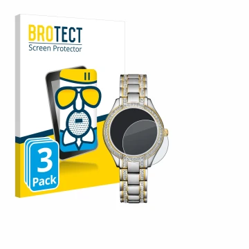 Face avant d’un emballage produit avec le logo de la marque BROTECT. À côté, l’appareil Citizen Eco Drive FE1234-50L est repré