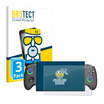 Face avant d’un emballage produit avec le logo de la marque BROTECT. À côté, l’appareil OneXPlayer X1 Mini est représenté avec