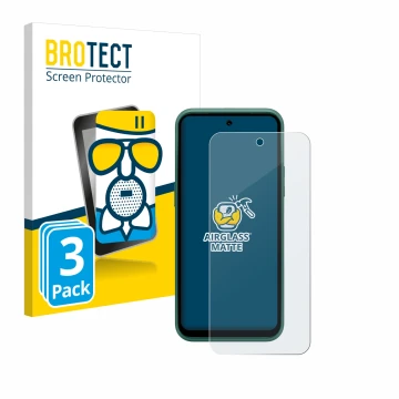 Face avant d’un emballage produit avec le logo de la marque BROTECT. À côté, l’appareil Nokia XR21 Limited Edition est représe