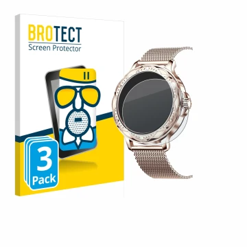 Face avant d’un emballage produit avec le logo de la marque BROTECT. À côté, l’appareil Darmowade Smartwatch 1.2