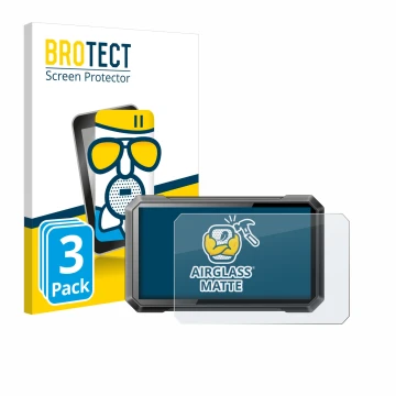 Face avant d’un emballage produit avec le logo de la marque BROTECT. À côté, l’appareil Ricoel Motorcycle CarPlay C7 II est re