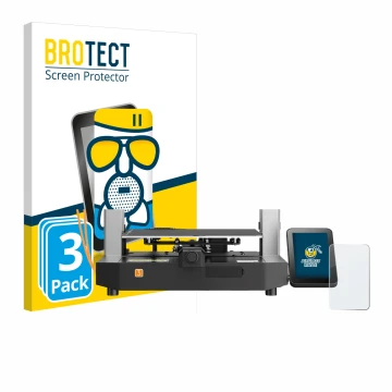 Face avant d’un emballage produit avec le logo de la marque BROTECT. À côté, l’appareil Anycubic Kobra 3 est représenté avec l