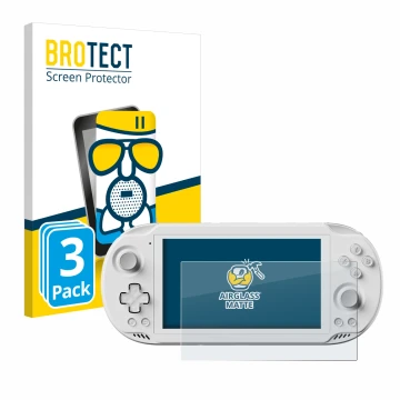 Face avant d’un emballage produit avec le logo de la marque BROTECT. À côté, l’appareil AYN Odin 2 Mini est représenté avec la