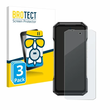 Face avant d’un emballage produit avec le logo de la marque BROTECT. À côté, l’appareil Ulefone Armor 27T Pro est représenté a