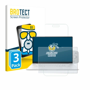 Face avant d’un emballage produit avec le logo de la marque BROTECT. À côté, l’appareil ASUS ZenBook S 16 est représenté avec 