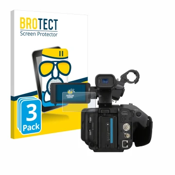 Face avant d’un emballage produit avec le logo de la marque BROTECT. À côté, l’appareil Sony PXW-Z200 est représenté avec la p