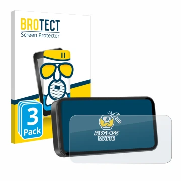 Face avant d’un emballage produit avec le logo de la marque BROTECT. À côté, l’appareil Carpuride W603D 6.3