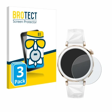 Face avant d’un emballage produit avec le logo de la marque BROTECT. À côté, l’appareil Huawei Watch GT 5 Pro (42 mm) est repr