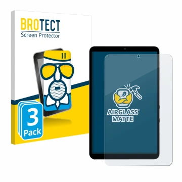 Face avant d’un emballage produit avec le logo de la marque BROTECT. À côté, l’appareil Alldocube iPlay 60 mini Turbo est repr