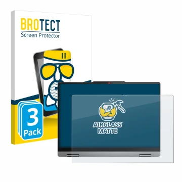 Face avant d’un emballage produit avec le logo de la marque BROTECT. À côté, l’appareil Lenovo IdeaPad 5x 2-in-1 Gen 9 14