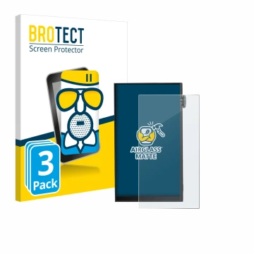 Face avant d’un emballage produit avec le logo de la marque BROTECT. À côté, l’appareil iBasso DX180 est représenté avec la pr