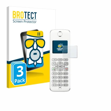Face avant d’un emballage produit avec le logo de la marque BROTECT. À côté, l’appareil AVM Fritz!Fon M2 est représenté avec l