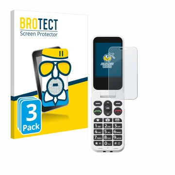 Face avant d’un emballage produit avec le logo de la marque BROTECT. À côté, l’appareil Doro Leva L20 est représenté avec la p