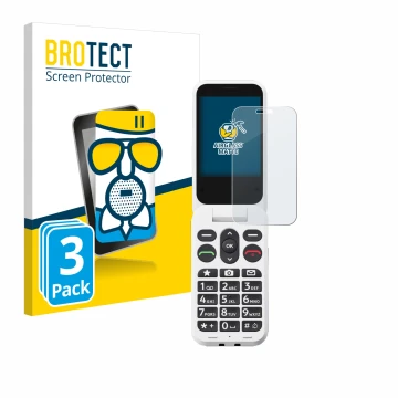 Face avant d’un emballage produit avec le logo de la marque BROTECT. À côté, l’appareil Doro Leva L30 est représenté avec la p