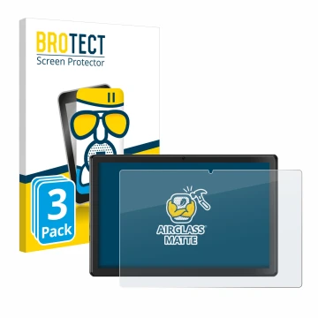 Face avant d’un emballage produit avec le logo de la marque BROTECT. À côté, l’appareil SGIN T10P 10.1