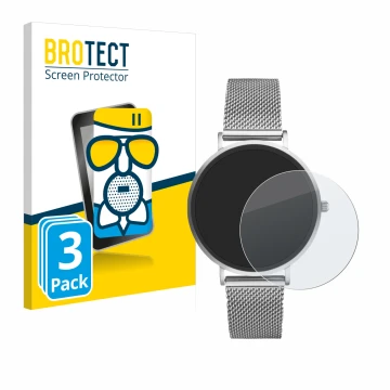 Face avant d’un emballage produit avec le logo de la marque BROTECT. À côté, l’appareil Xcoast X-Watch Siona 2 Nano est représ