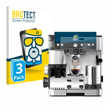 Face avant d’un emballage produit avec le logo de la marque BROTECT. À côté, l’appareil Ninja Luxe Cafe Essential est représen