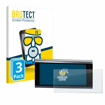 Face avant d’un emballage produit avec le logo de la marque BROTECT. À côté, l’appareil Audi Q3 Sportback 35 TFSI Infotainment