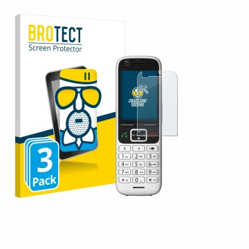 Face avant d’un emballage produit avec le logo de la marque BROTECT. À côté, l’appareil Unify OpenScape S6 est représenté avec