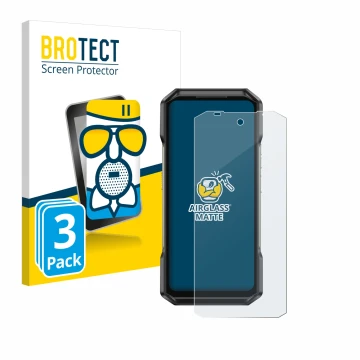 Face avant d’un emballage produit avec le logo de la marque BROTECT. À côté, l’appareil Ulefone Armor 27 est représenté avec l