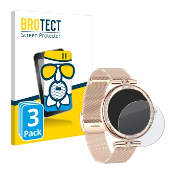Face avant d’un emballage produit avec le logo de la marque BROTECT. À côté, l’appareil Bekomiya Smartwatch 1.19