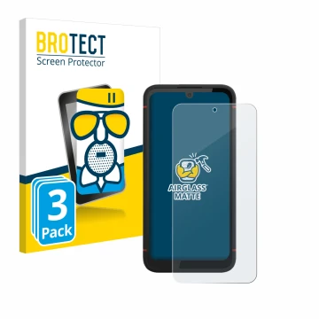 Face avant d’un emballage produit avec le logo de la marque BROTECT. À côté, l’appareil Volla Phone X23 est représenté avec la