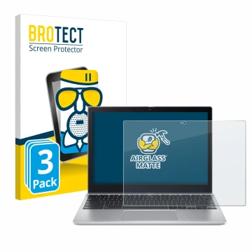 Face avant d’un emballage produit avec le logo de la marque BROTECT. À côté, l’appareil Acer Chromebook Spin 312 est représent
